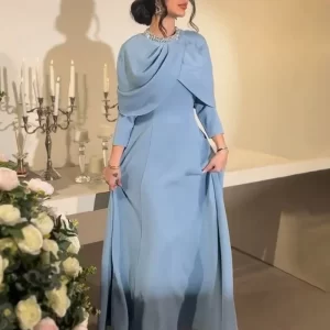 Autumn Winter Elegant Solid Color Office Dresses For Women O Neck Shawl Pearl Diamond Sequin High Waist Holiday Long Maxi Dress